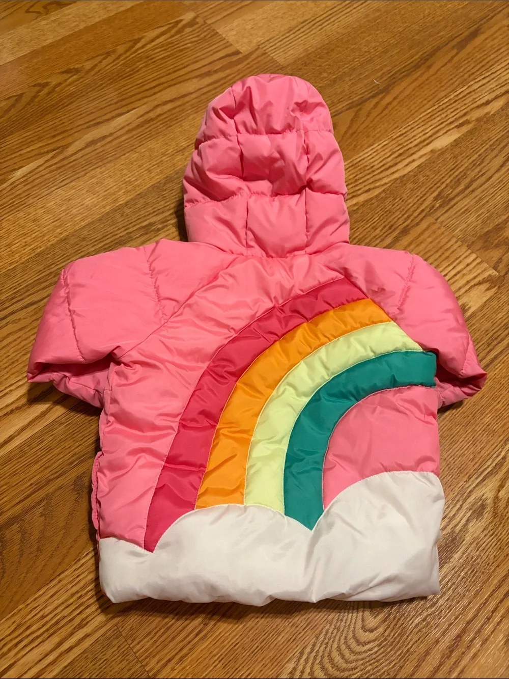 Old Navy Pink Puffer Jacket with Rainbow